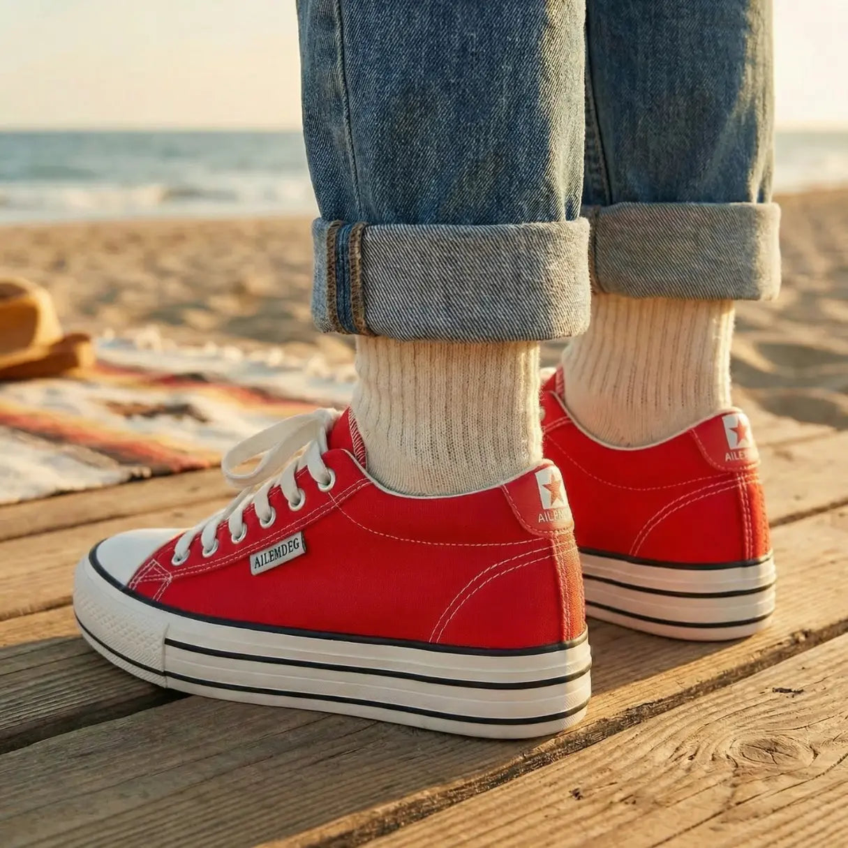 Ailemdeg 6cm (2.4" inches) height increasing elevator converse sneakers for women from Lucimora