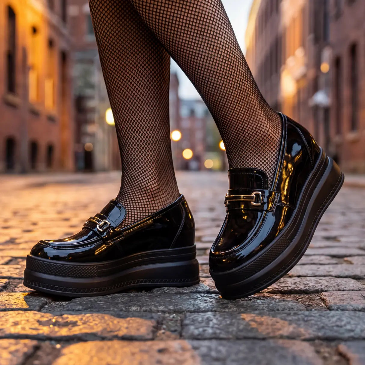 Adams 9cm (3.5" inches) height increasing platform loafers for women from Lucimora