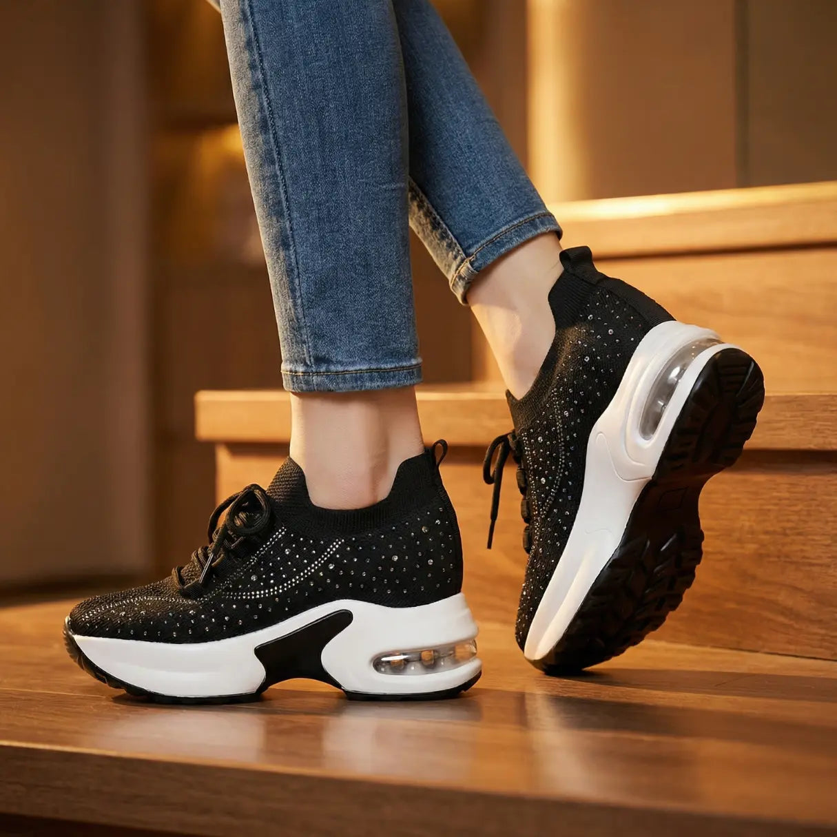 Aluna 10cm (3.9" inches) height increasing elevator sneakers for women from Lucimora