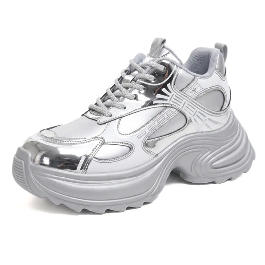 Astria 9cm height increasing leather athletic sneakers for women - Lucimora