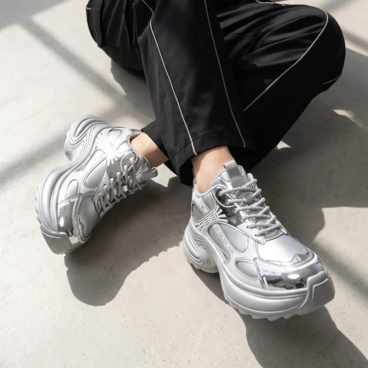 Astria 9cm height increasing leather athletic sneakers for women - Lucimora