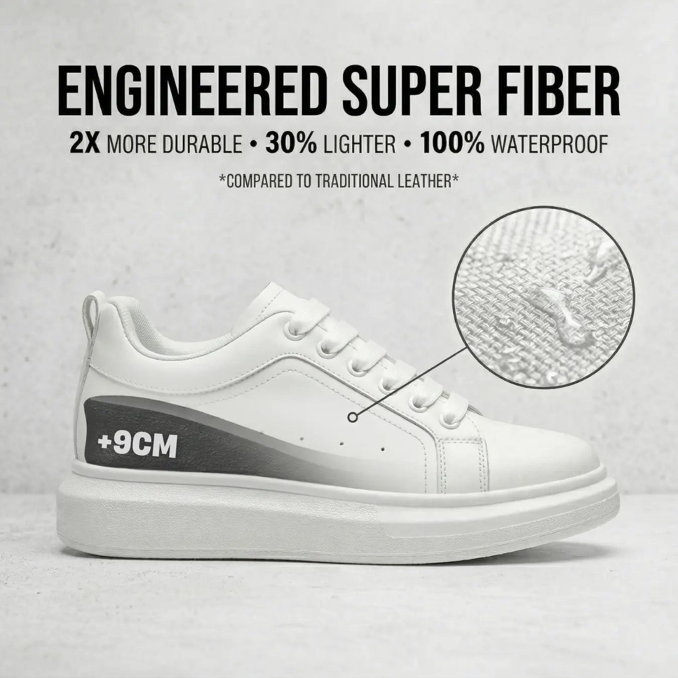 Aven 9cm height increasing microfiber sneakers for men - Lucimora