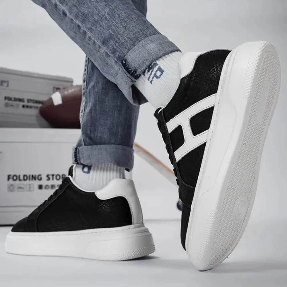 Hexo 8cm height increasing leather sneakers from lucimora, black