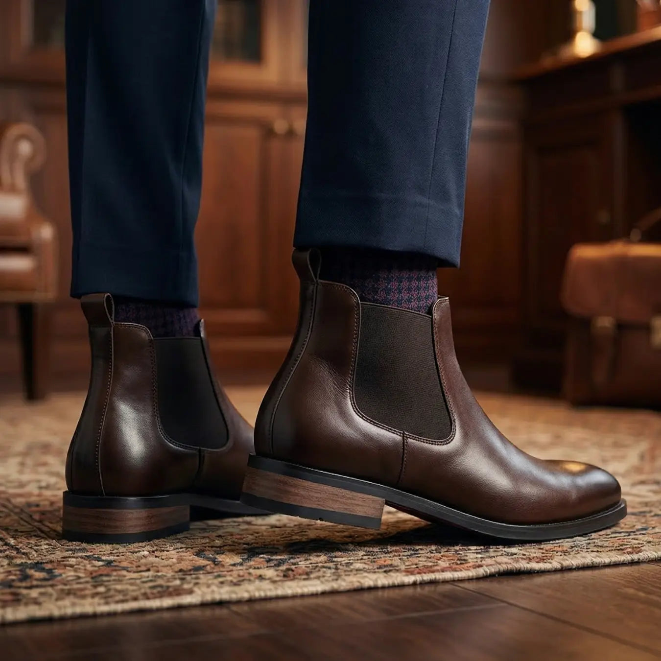 Lucent 7cm height increasing leather Chelsea boots for men - Lucimora