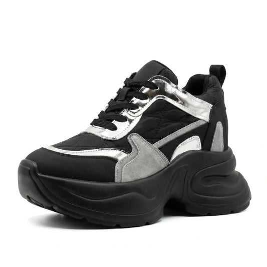 Nyvera 11cm (4.3" inches) height increasing elevator leather platform sneakers for women from Lucimora - high fashion