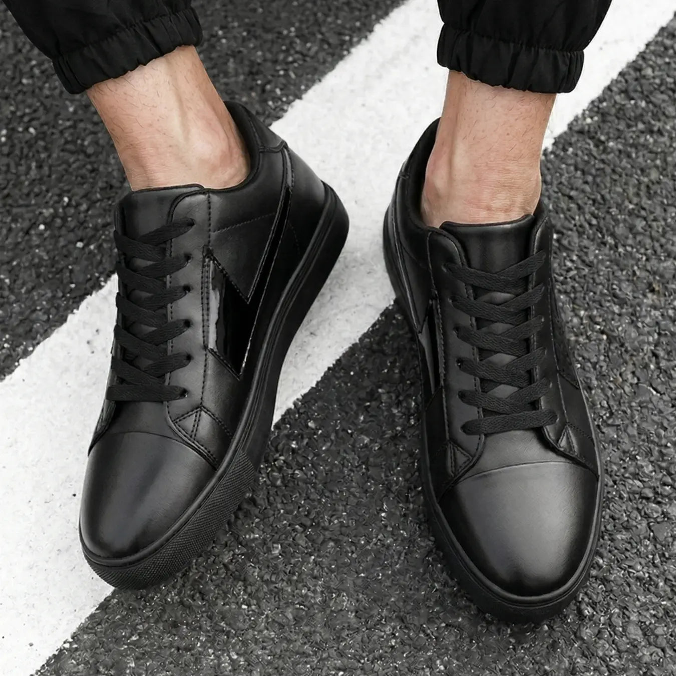 Panther height increasing 8cm black sneakers for men - Lucimora