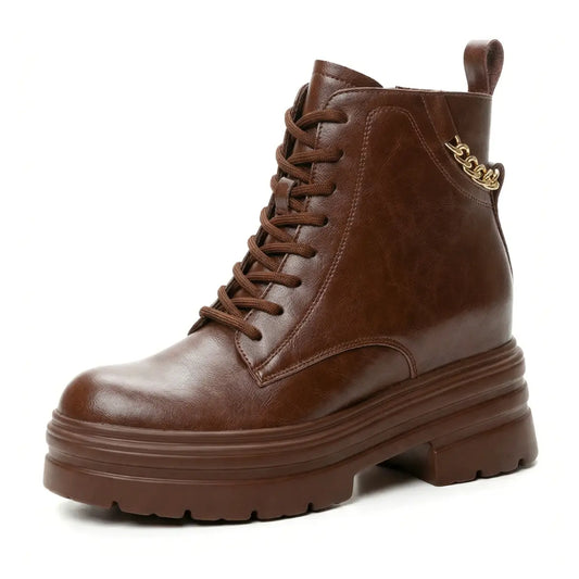 Ravena 11cm (4.3" inches) height increasing cowhide leather boots for women from Lucimora