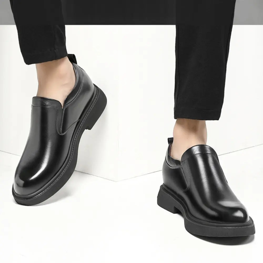 Svetv 8cm slip-on formal leather black elevator shoes from lucimora