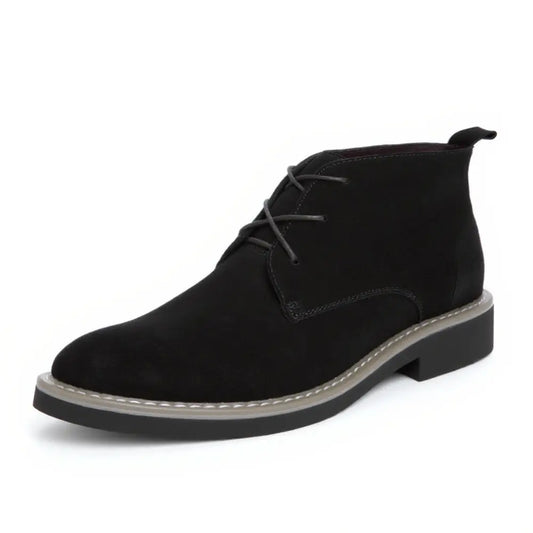 Zenith (8cm Height Increase) | Elevator Shoes | Lucimora - BLACK LEATHER HIGH TOP