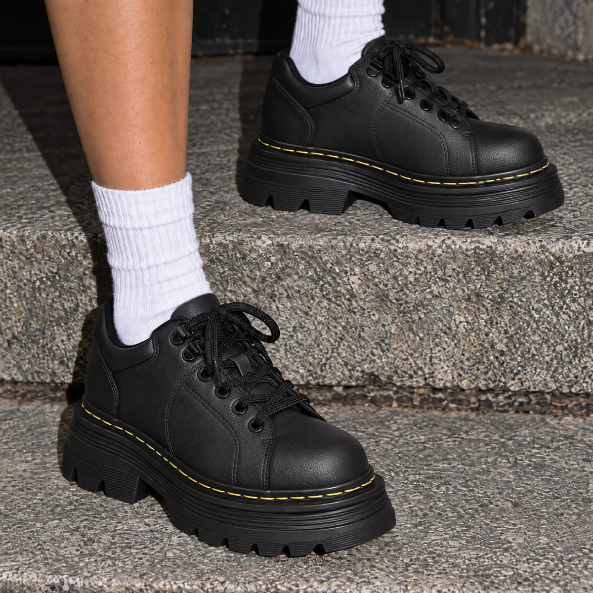 Blair Women’s 9cm Elevator Platform Lace-Up Shoes | Chunky Lug Sole Cowhide Leather Height Increasing Shoes | Lucimora - black