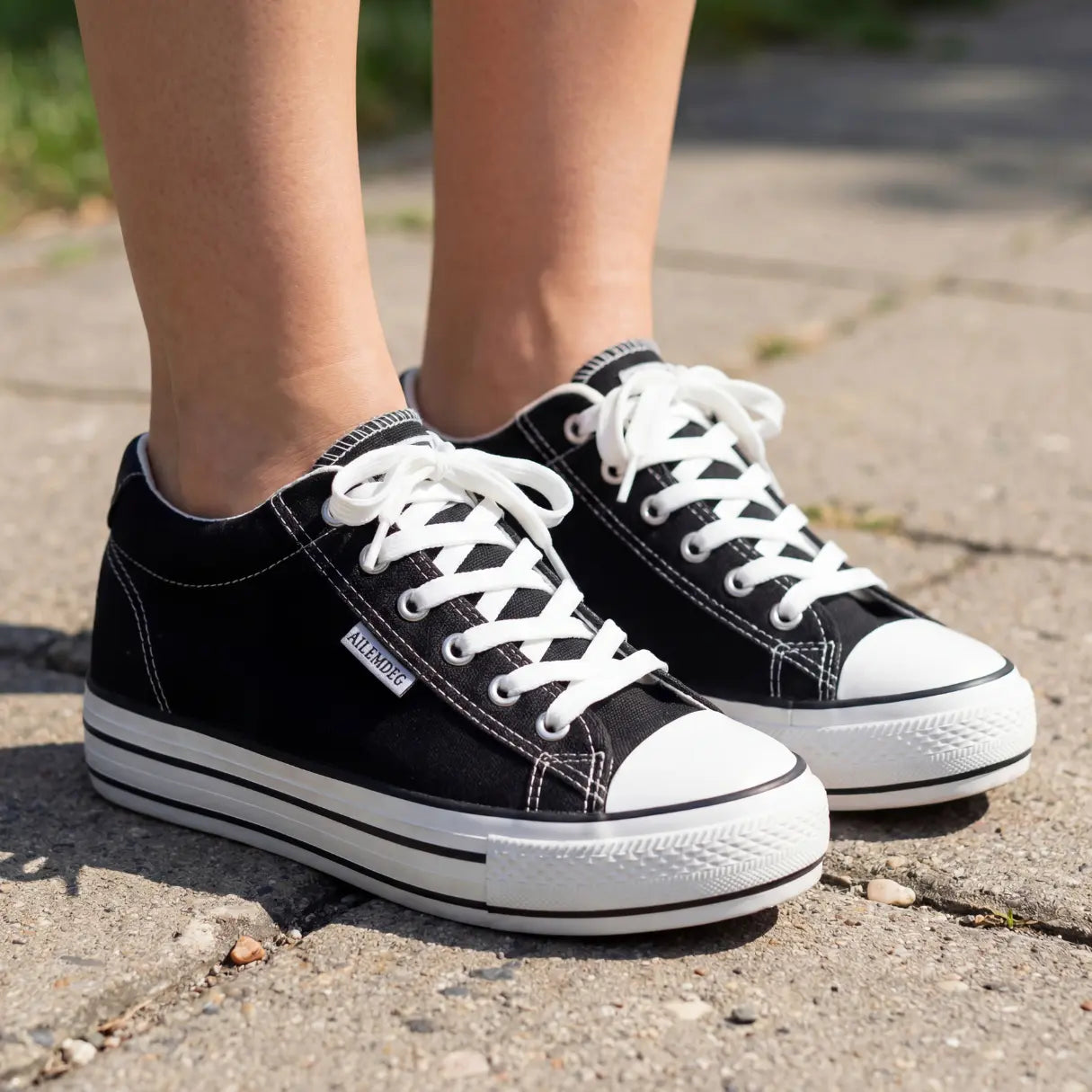 Ailemdeg 6cm (2.4" inches) height increasing elevator converse sneakers for women from Lucimora 