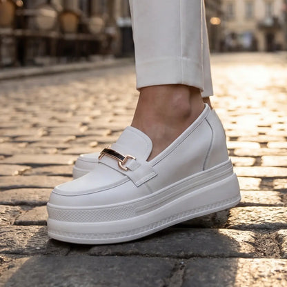 Adams 9cm (3.5" inches) height increasing platform loafers for women from Lucimora 