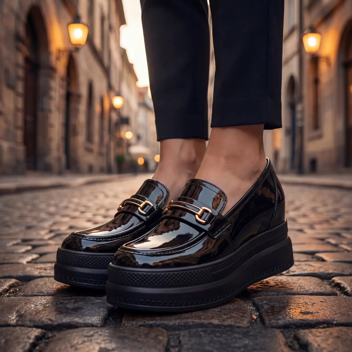 Adams 9cm (3.5" inches) height increasing platform loafers for women from Lucimora 