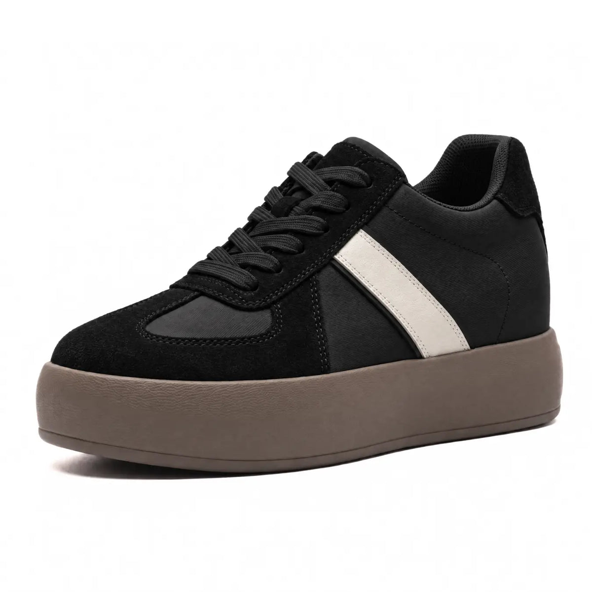 Adrienne Women’s 8cm Elevator Sneakers | Retro-Inspired Suede & Woven Textile Height Increasing Shoes | Lucimora -