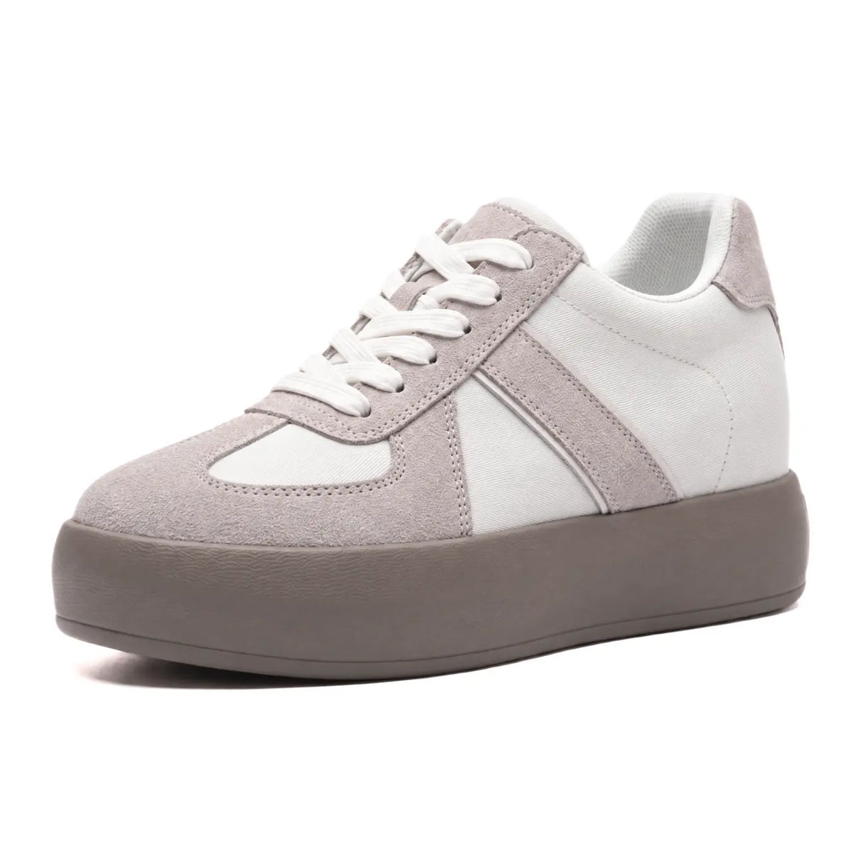Adrienne Women’s 8cm Elevator Sneakers | Retro-Inspired Suede & Woven Textile Height Increasing Shoes | Lucimora -