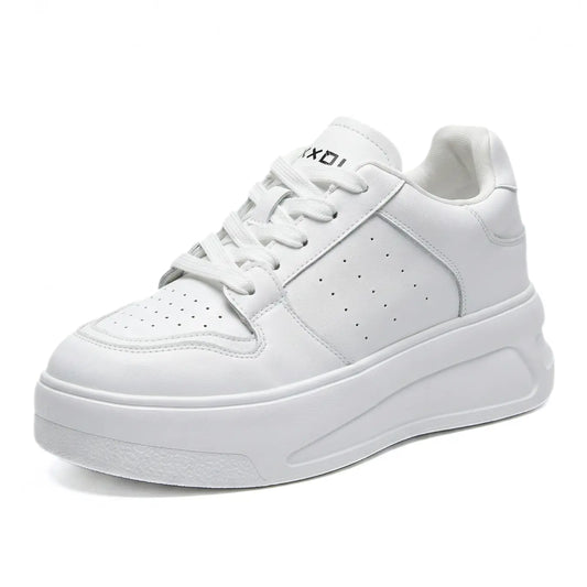 Aeris 9cm height increasing cowhide leather sneakers for women - Lucimora