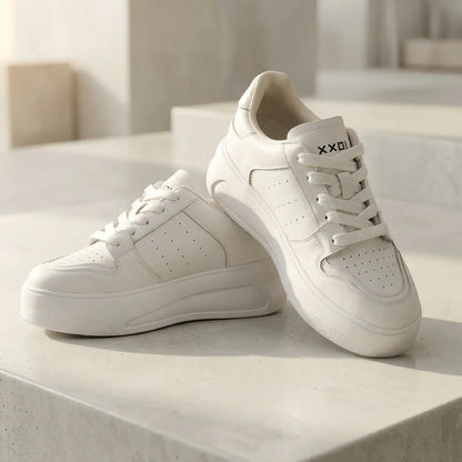 Aeris 9cm height increasing cowhide leather sneakers for women - Lucimora