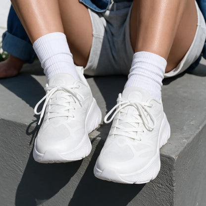 Aero Women's 7cm Elevator Sneakers | Athletic Mesh Lace-Up Height Increasing Shoes | Lucimora -
