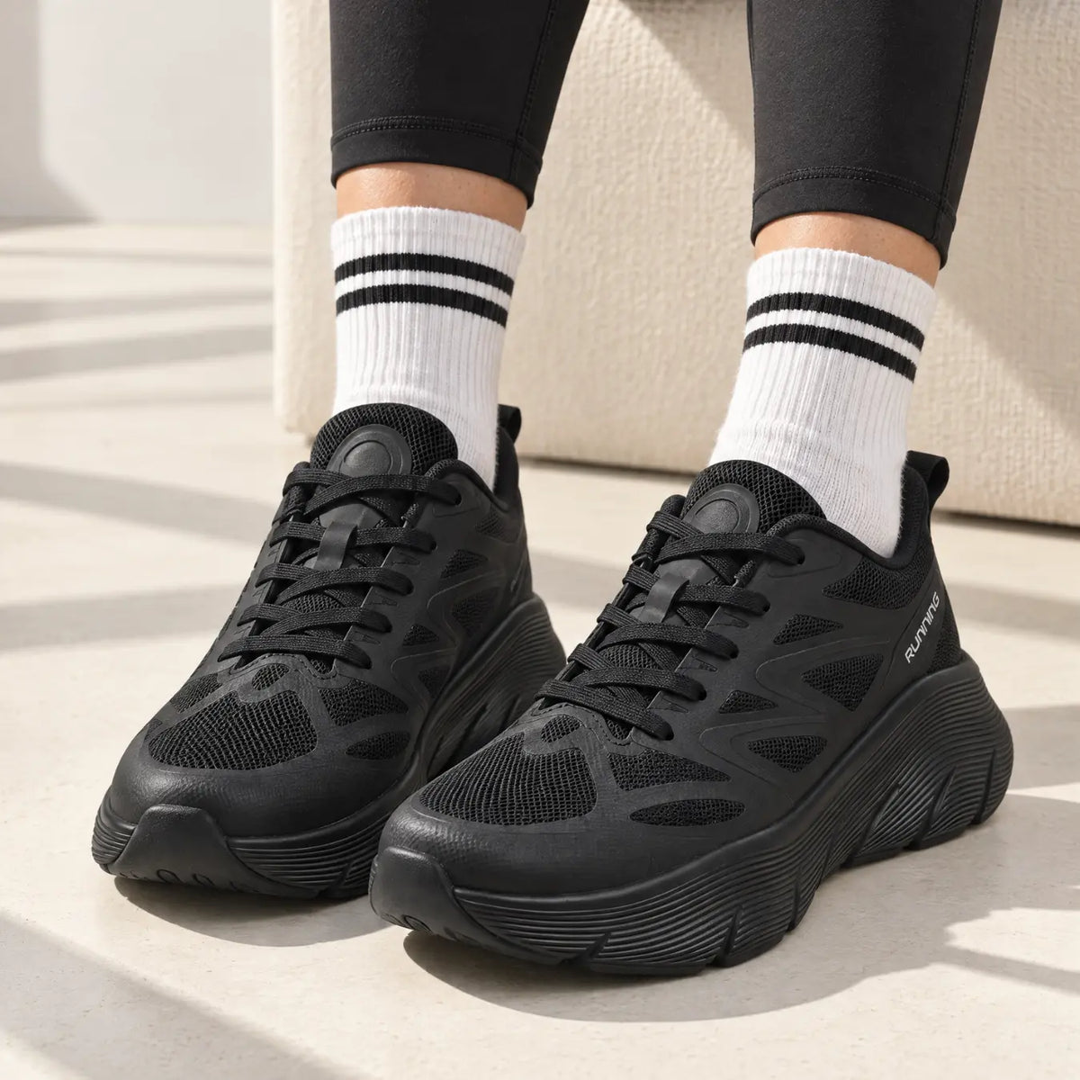 Aero Women's 7cm Elevator Sneakers | Athletic Mesh Lace-Up Height Increasing Shoes | Lucimora -