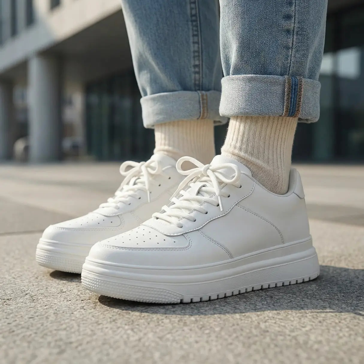 Airlift Original 8cm (3" inches) height increasing elevator sneakers for women - similar to Airforce One - white