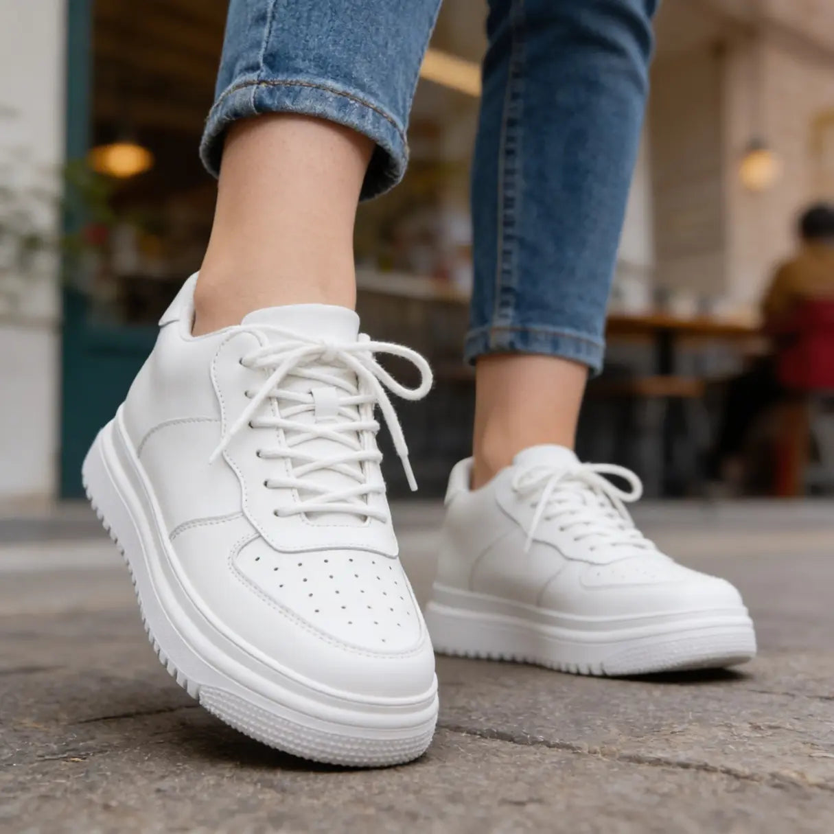 Airlift Original 8cm (3" inches) height increasing elevator sneakers for women - similar to Airforce One - white