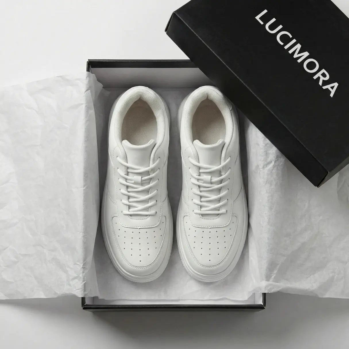 Airlift Original 8cm (3" inches) height increasing elevator sneakers for women from lucimora - similar to Airforce One - white