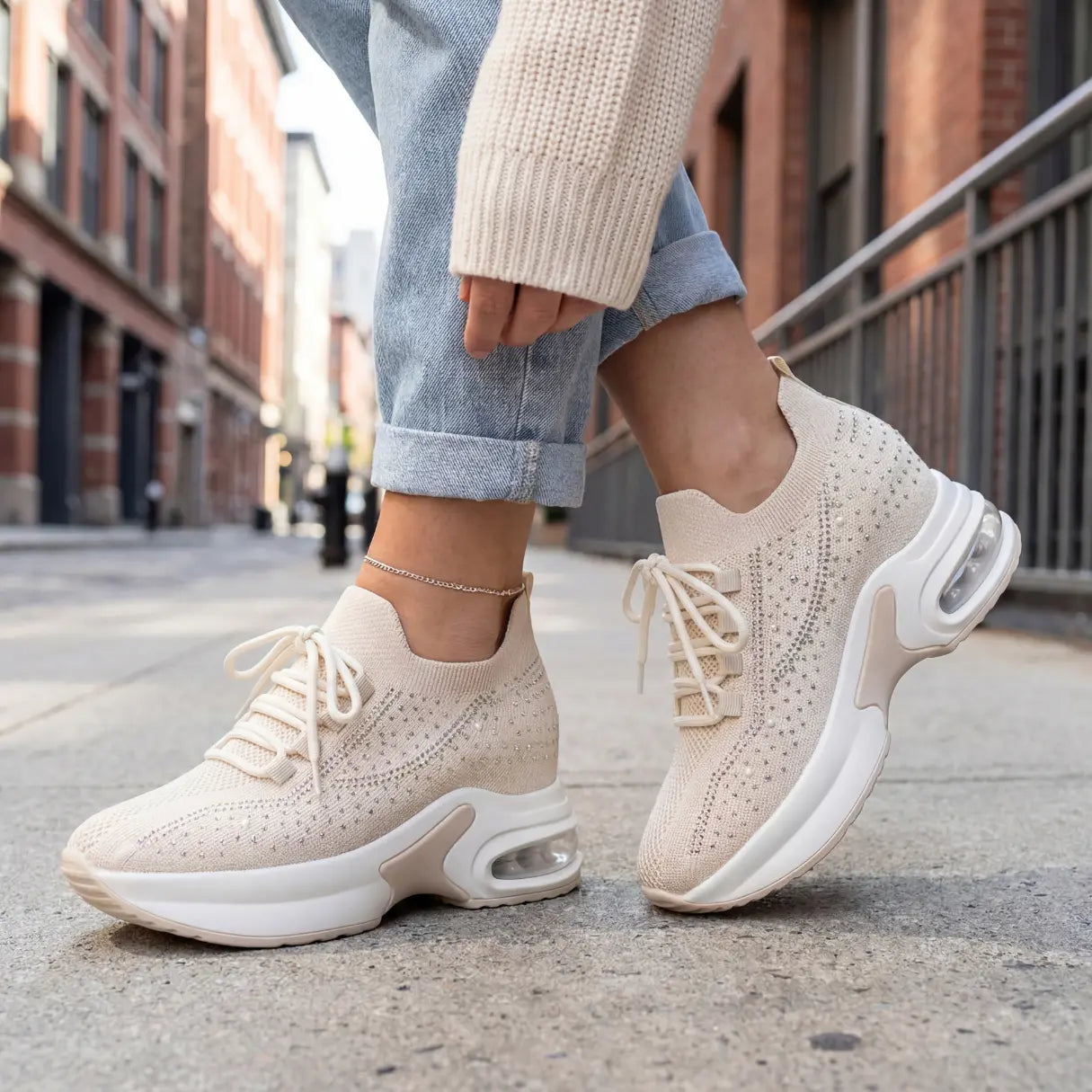 Aluna 10cm (3.9" inches) height increasing elevator sneakers for women from Lucimora 