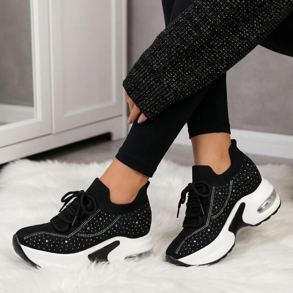 Aluna 10cm (3.9" inches) height increasing elevator sneakers for women from Lucimora 