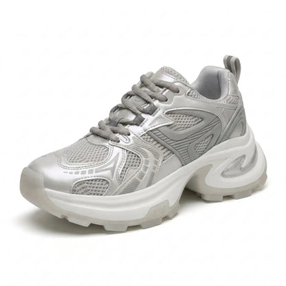 Lucimora Aria Women’s Platform Sneakers – 8cm Height Increase – Mesh Panel Chunky Trainers