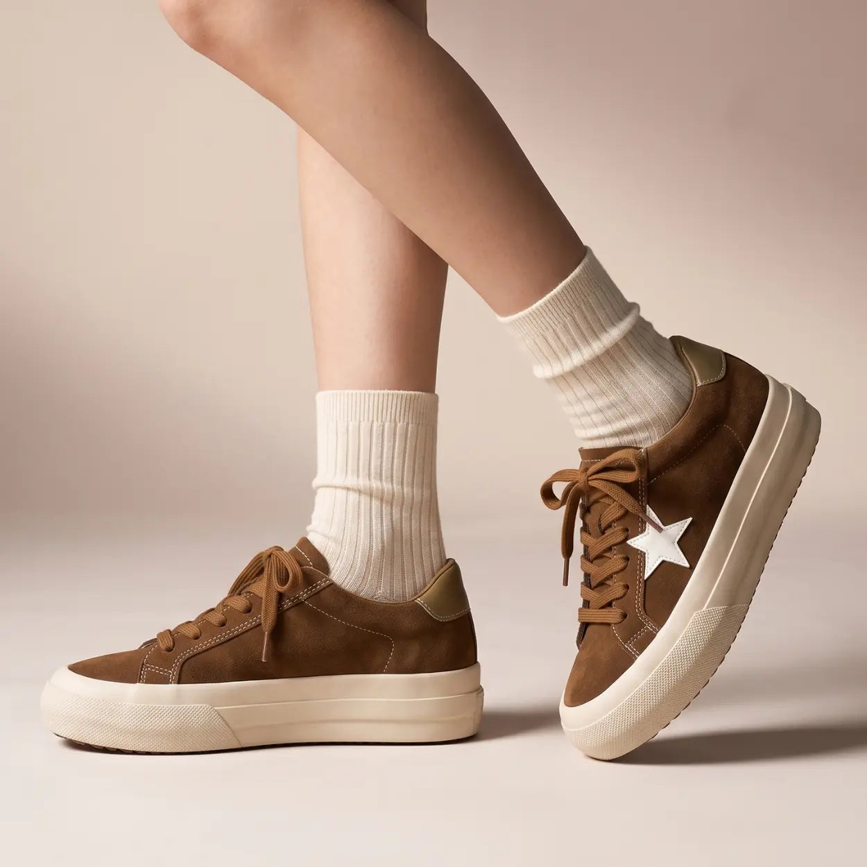 Astra 5cm height increasing cowhide suede leather sneakers for women - lucimora