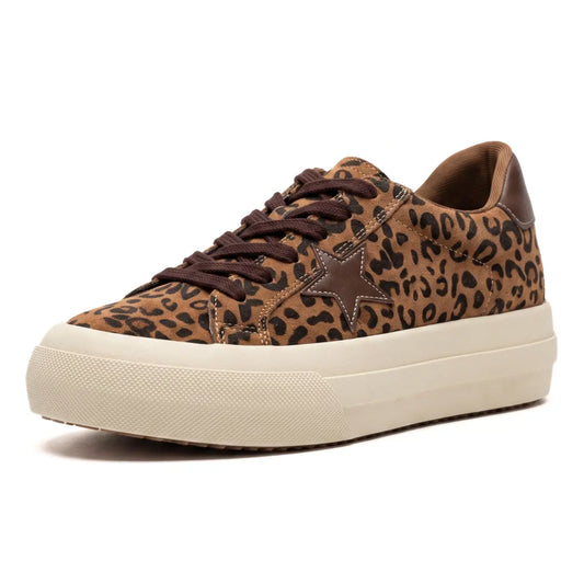 Astra 5cm height increasing cowhide suede leather leopard sneakers for women - lucimora