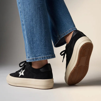 Astra 5cm height increasing cowhide suede leather sneakers for women - lucimora