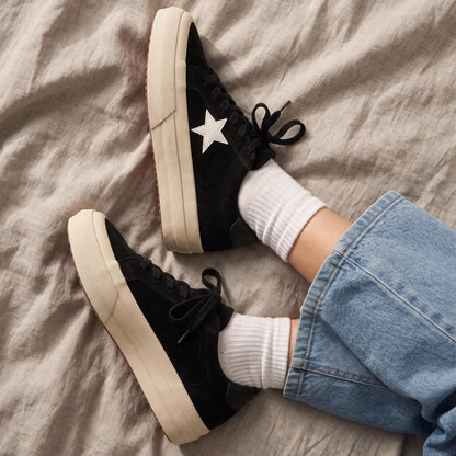 Astra 5cm height increasing cowhide suede leather sneakers for women - lucimora