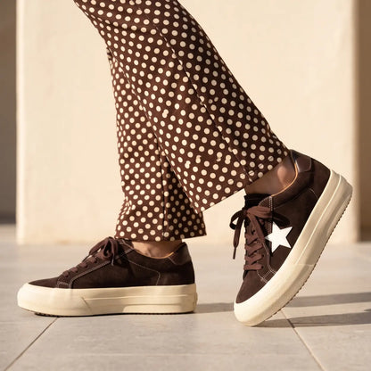 Astra 5cm height increasing cowhide suede leather sneakers for women - lucimora