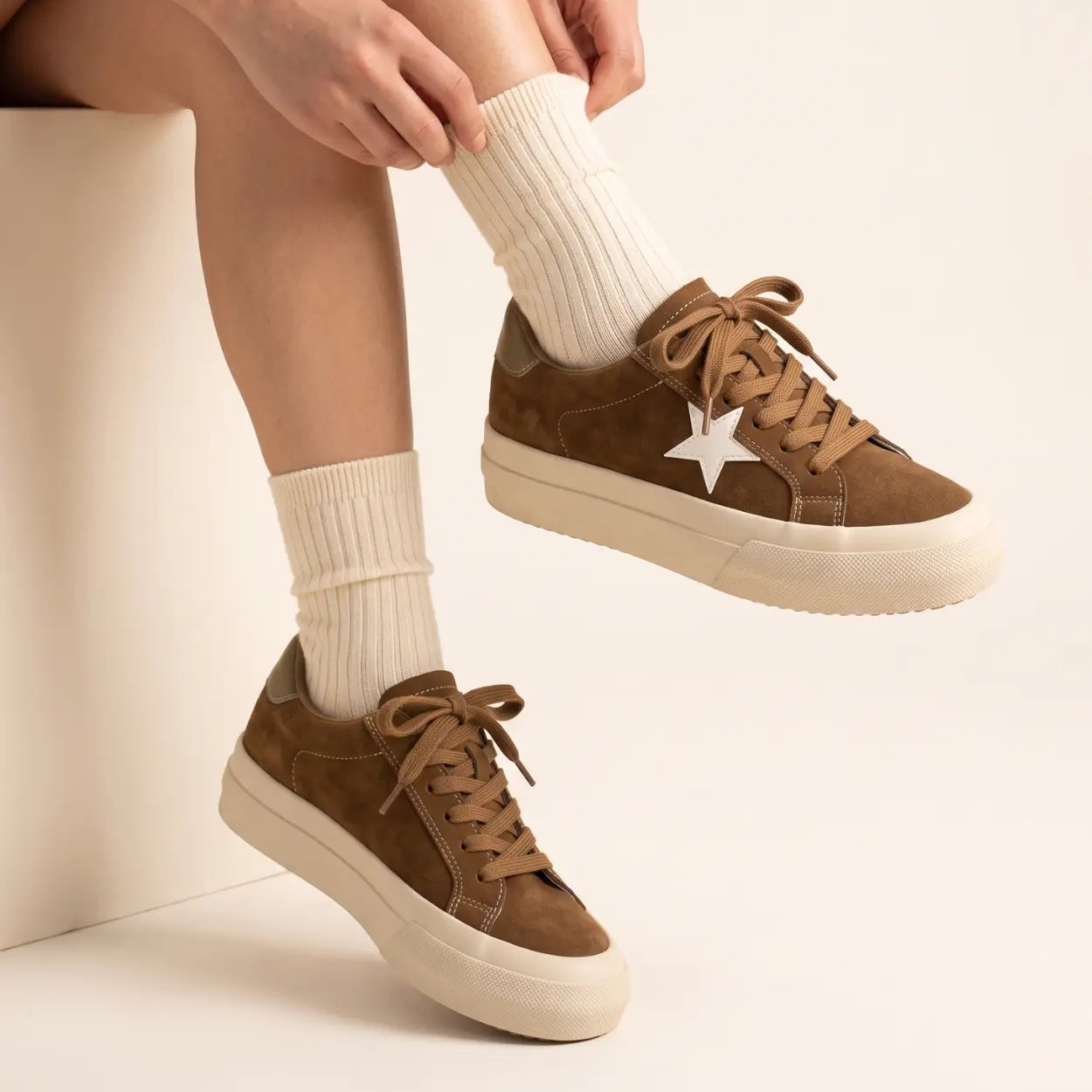 Astra 5cm height increasing cowhide suede leather sneakers for women - lucimora