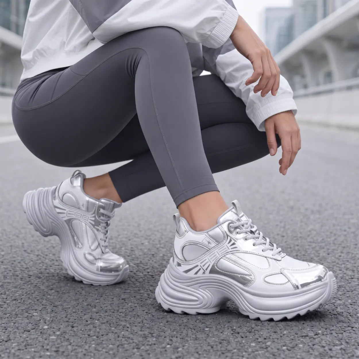 Astria 9cm height increasing leather athletic sneakers for women - Lucimora
