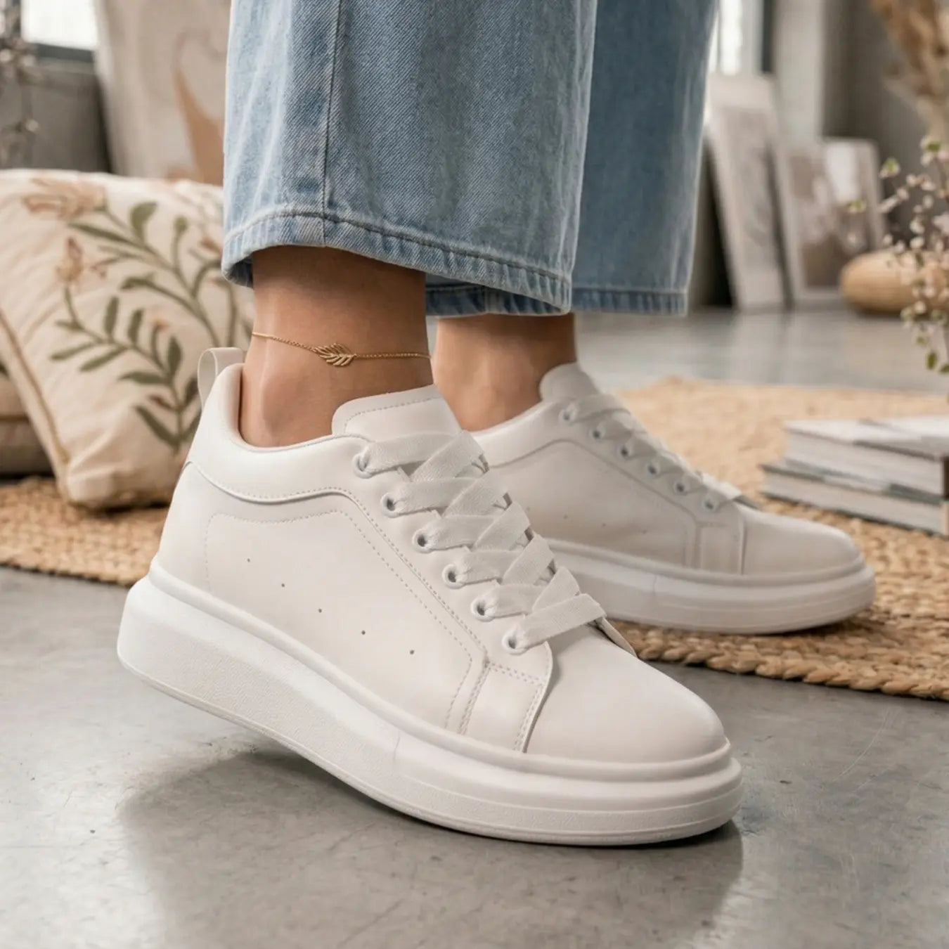 Aven 8cm height increasing microfiber sneakers for women - Lucimora