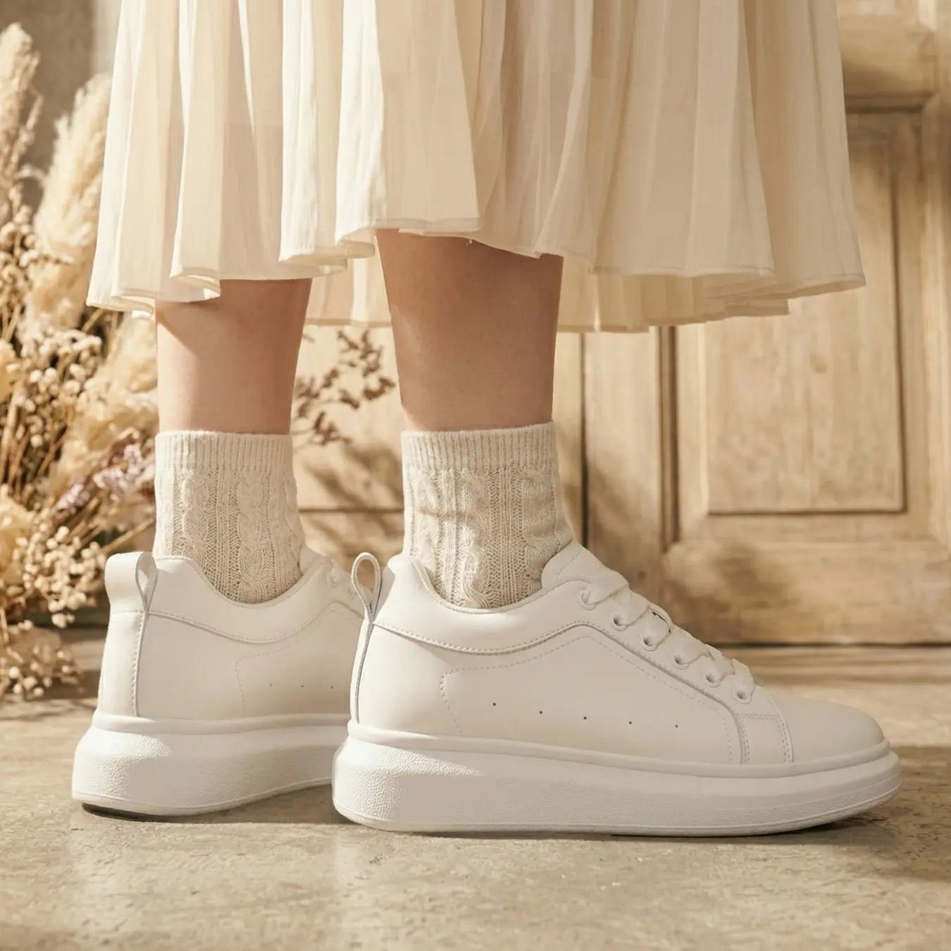 Aven 8cm height increasing microfiber sneakers for women - Lucimora