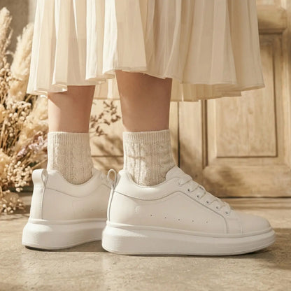 Aven 8cm height increasing microfiber sneakers for women - Lucimora