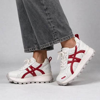 Axelle 9cm height increasing cowhide leather sneakers for women - Lucimora