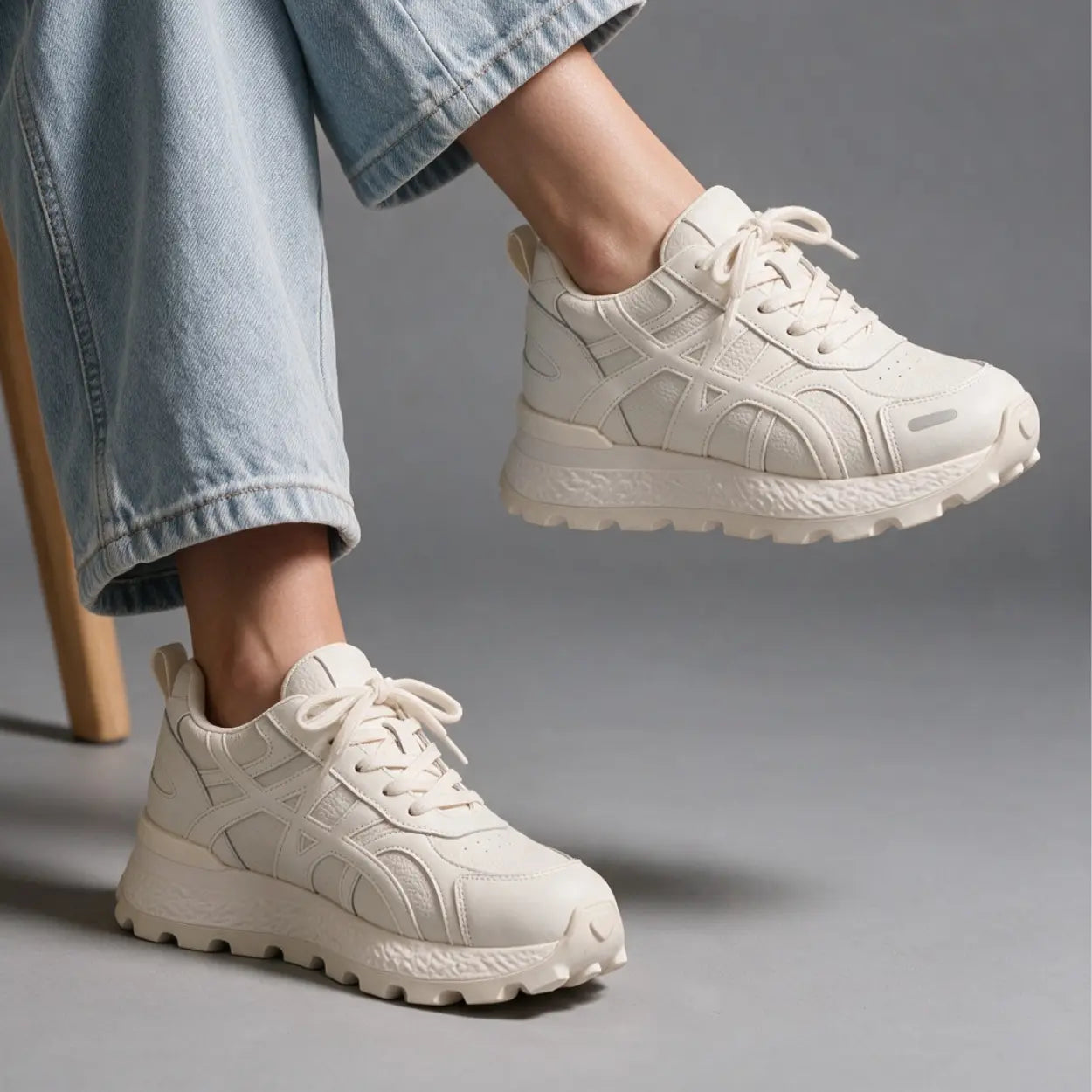 Axelle 9cm height increasing cowhide leather sneakers for women - Lucimora