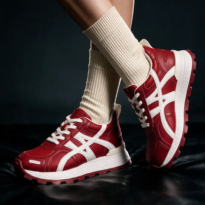Axelle 9cm height increasing cowhide leather sneakers for women - Lucimora