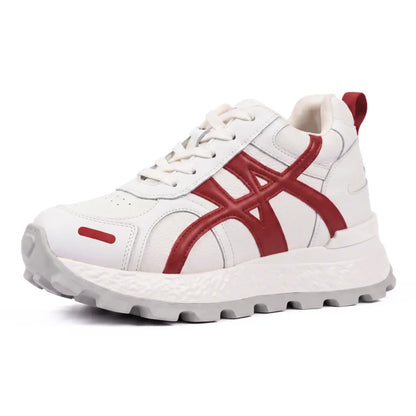 Axelle 9cm height increasing cowhide leather sneakers for women - Lucimora