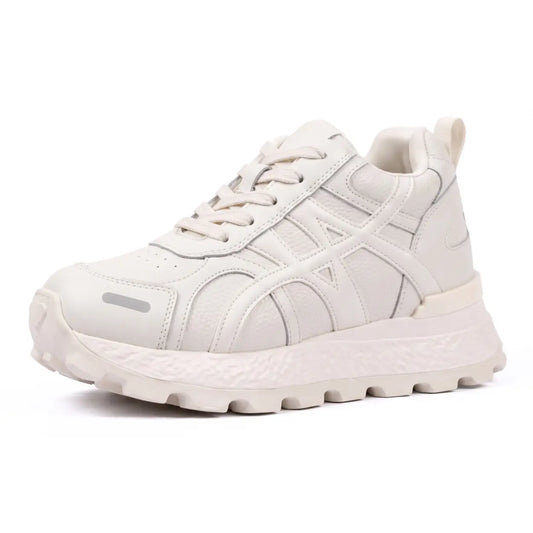 Axelle 9cm height increasing cowhide leather sneakers for women - Lucimora
