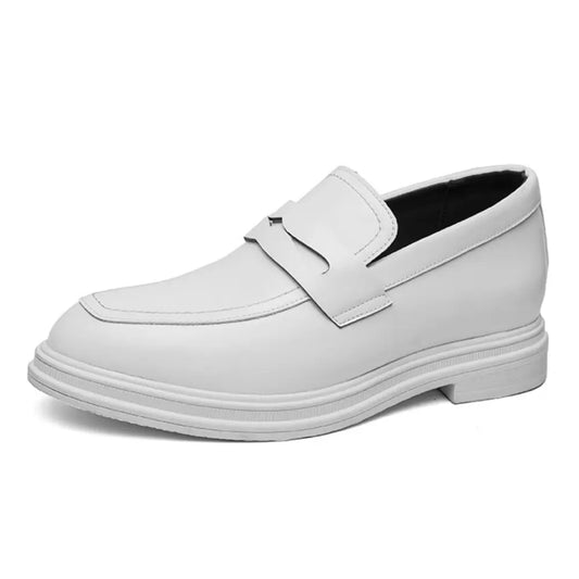 Blanc (2.4'' Height Increase) | Elevator White Loafers for Men | Lucimora