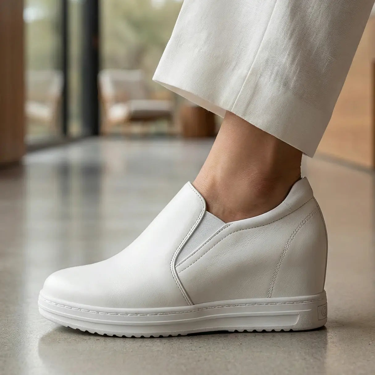 CND 8cm (3" inches) height increasing elevator leather loafers for women from Lucimora 