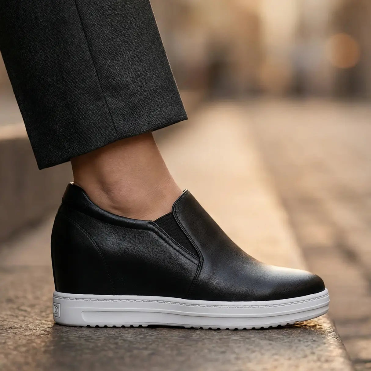 CND 8cm (3" inches) height increasing elevator leather loafers for women from Lucimora 