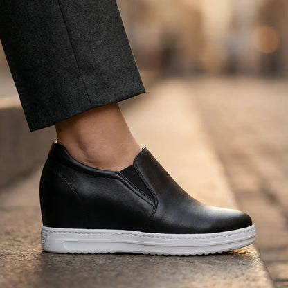 CND 8cm (3" inches) height increasing elevator leather loafers for women from Lucimora 