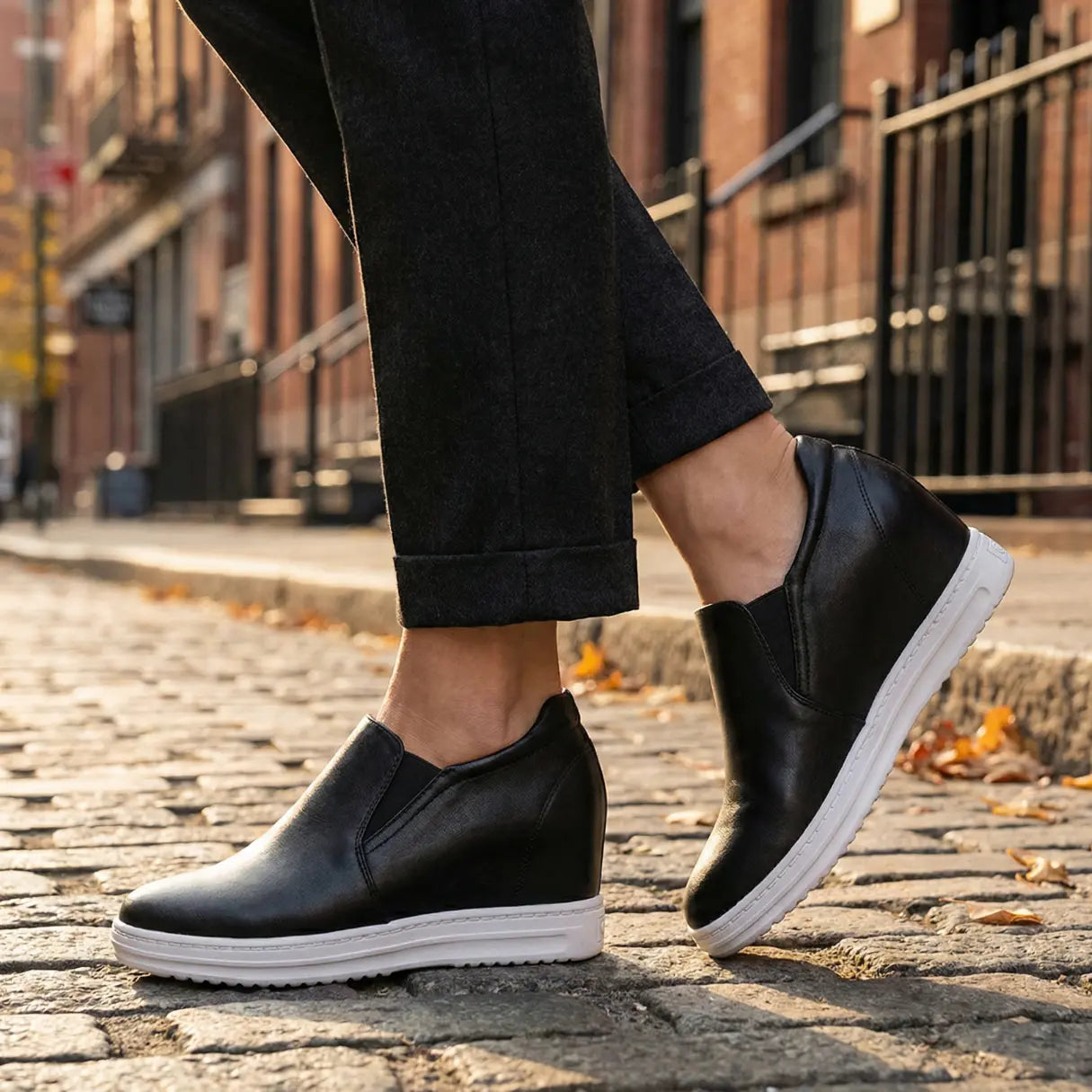 CND 8cm (3" inches) height increasing elevator leather loafers for women from Lucimora 