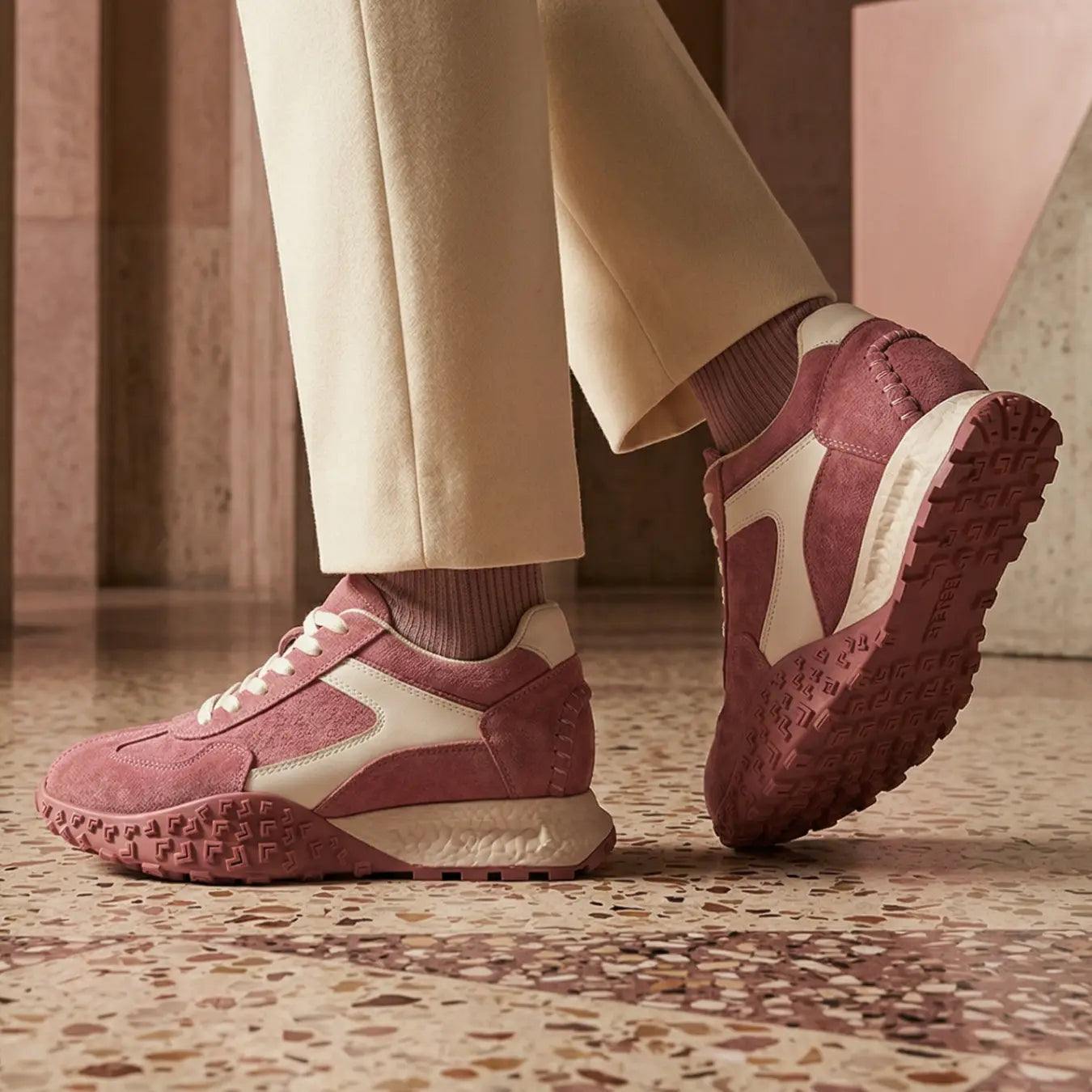 Cairo 7cm height increasing suede leather sneakers for women - Lucimora